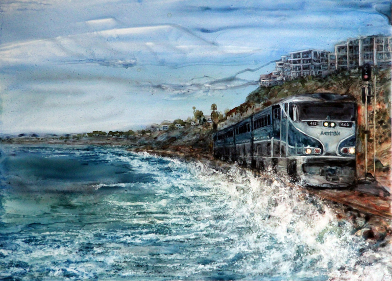 the Surfliner commuter train along San Clemente